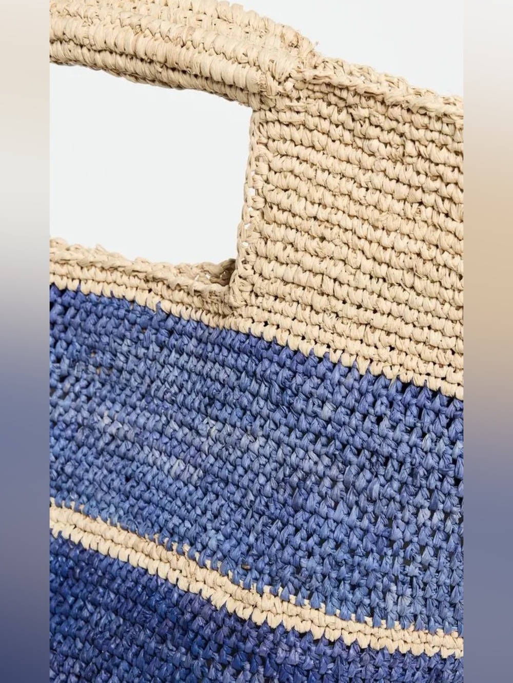 NEW Mar y Sol Woven Straw Tote Bag in Natural and Navy - Picture 3 of 4